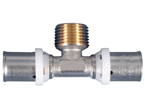 Пресс-фитинг тройник с переходом на наружную резьбу MVI 16х1/2"х16 PN16