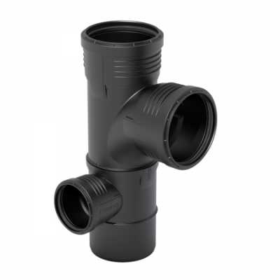 Крестовина двухплоскостная комбинированная Geberit Silent-PP 87,5°, левая: d=110мм, d1=110мм, d2=50мм