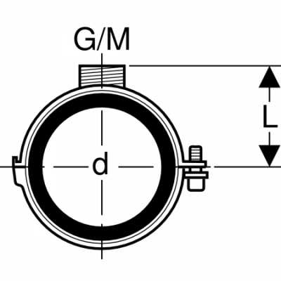 Хомут изолированный Silent-db20, с муфтой M10/G 1/2": di=110мм, G=1/2дюйм, Geberit
