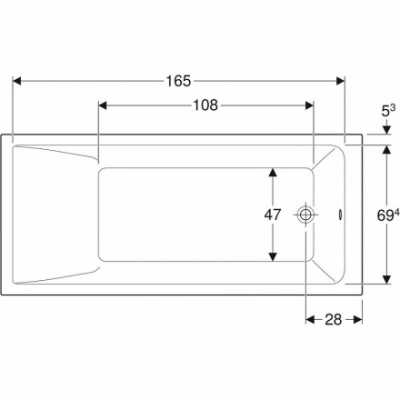 Geberit прямоугольная ванна TAWA, с тонким краем,: L=180см, B=80см