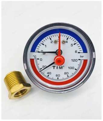Термоманометр аксиальный 63мм на 6 бар "(0℃ - 120℃)