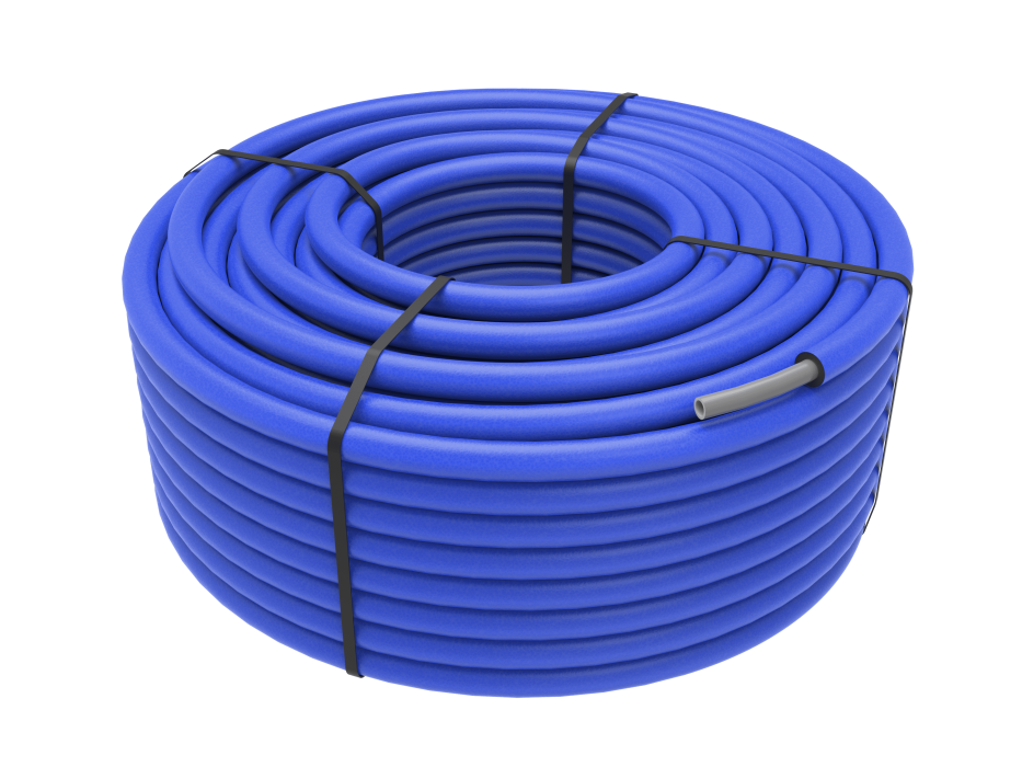 Труба SPL Pex-a 20x2.8 (10 бар, бухта 100 метров) в Изоляции 6 мм с СИНЕЙ защитной оболочкой