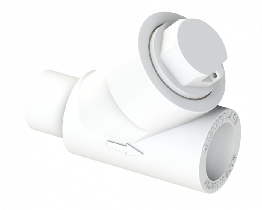 45° фильтр PP ВВ пластиковый Dу 25x3/4” - белый, никелированный, SPL-EmirPlast