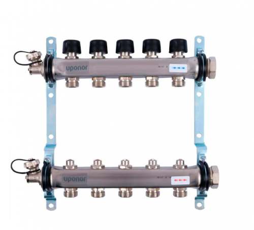 UPONOR SMART S КОЛЛЕКТОР С КЛАПАНАМИ СТАЛЬНОЙ, ВЫХОДЫ 5X3/4" ЕВРОКОНУС '1И