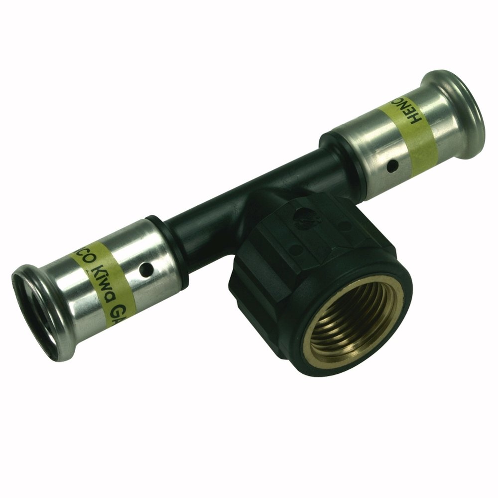Тройник ВР c черной заглушкой BP04 1/2", ПВДФ пресс (газ), 26x1/2"x26