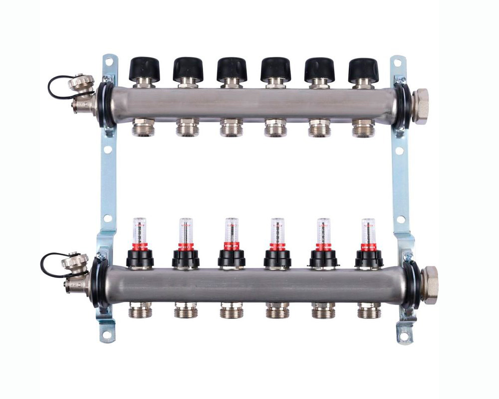 UPONOR SMART S КОЛЛЕКТОР С РАСХОДОМЕРАМИ СТАЛЬНОЙ, ВЫХОДЫ 8X3/4 ЕВРОКОНУС '1У