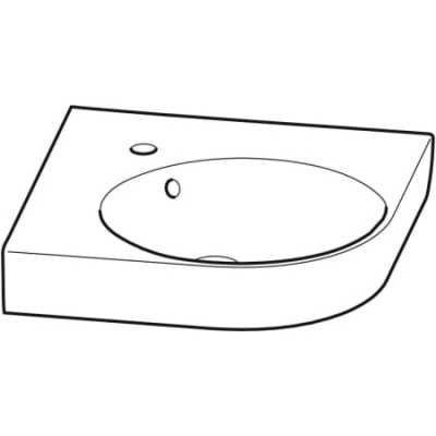 Угловая раковина Geberit Renova Compact: B=69.5см, T=61.5см, Отверстие под смеситель=По центру, Перелив=На виду, Белый