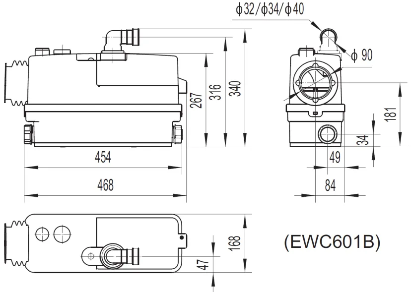Канализационная насосная установка EWC601B  0,6кВт, 220В/50Гц, кабель-1,5 м, Tmax=50°С, AQUASTRONG