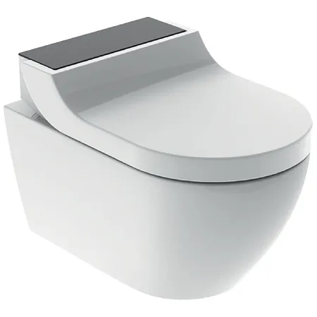 Подвесной унитаз-биде AquaClean Tuma Comfort: Керамический унитаз: белый / KeraTect, Декоративная панель: стекло черное, Geberit