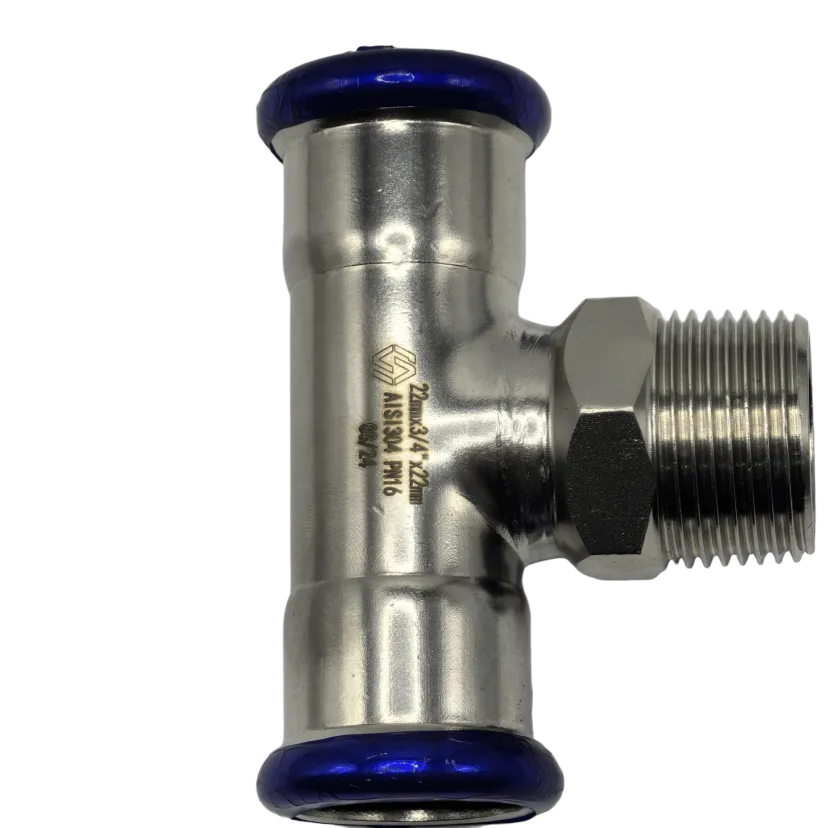 Пресс-тройник с НР MVI, 18х1/2" (нержавеющая сталь)