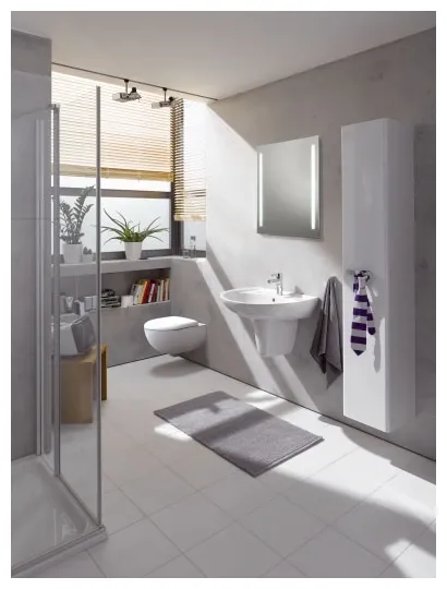 Подвесной унитаз вертикальный смыв Geberit Renova Comfort, увеличенной высоты, закрытая форма, Rimfree: T=53см, Белый