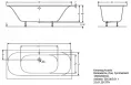 Geberit прямоугольная ванна TAWA, с тонким краем,: L=170см, B=70см