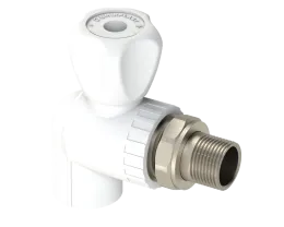 Угловой шаровой радиаторный кран PP Dу 20x1/2” - белый, никелированный, SPL-EmirPlast
