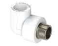 Комбинированный угольник PP НР Dу 20X3/4'' - белый, никелированный, SPL-EmirPlast