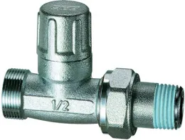 Запорный вентиль, прямой, ВР 1/2" с резьбовым герметиком Loctite Dri-Seal на хвостовике к радиатору