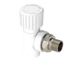 Угловой радиаторный вентиль PP Dу 20x1/2” - белый, никелированный, SPL-EmirPlast