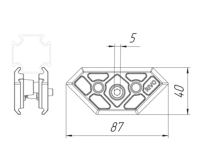 Угловой элемент 180°/90°/45° RIVO Fix
