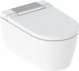 Подвесной унитаз-биде AquaClean Sela: Керамический унитаз: белый / KeraTect, Декоративная панель: Глянц. хром, Geberit