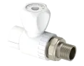 Прямой шаровой радиаторный кран PP Dу 20x1/2” - белый, никелированный, SPL-EmirPlast