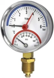 Термоманометр радиальный 63мм на 6 бар "(0℃ - 120℃)