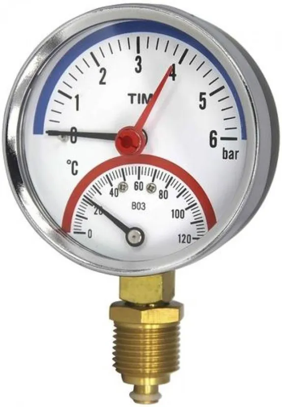 Термоманометр радиальный 63мм на 6 бар "(0℃ - 120℃)