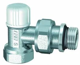 Запорный вентиль, угловой, ВР 1/2" с резьбовым герметиком Loctite Dri-Seal на хвостовике к радиатору